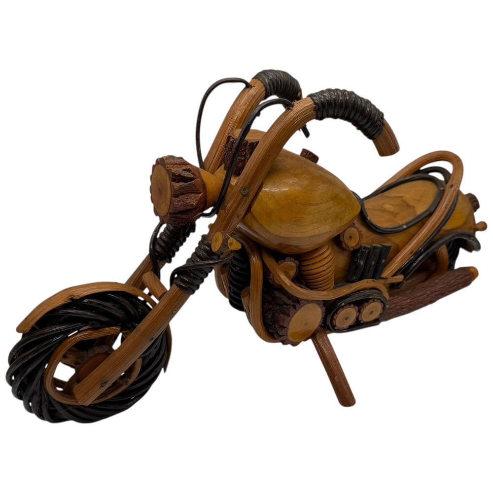 Handcrafted Wooden Chopper Motorcycle Model Rustic Folk‎ Art Decor Excellent
